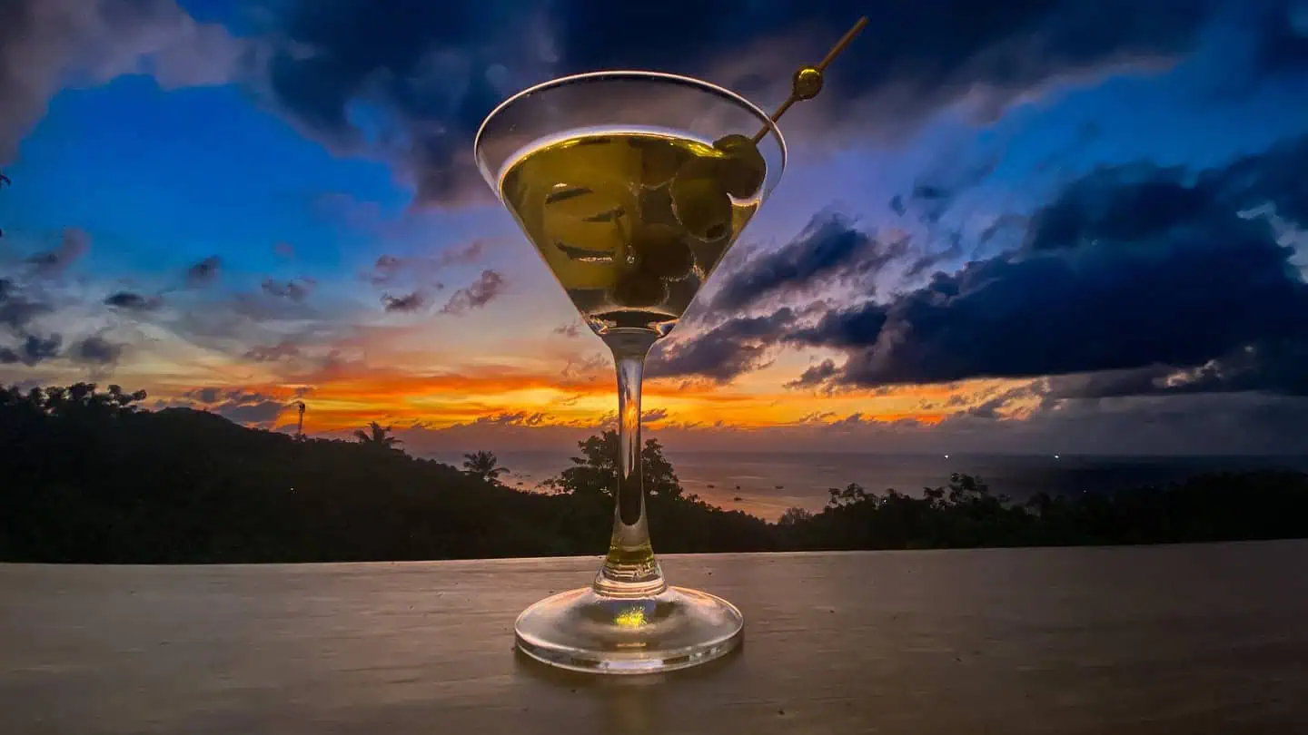 Sunset cocktail overlooking Koh Tao from The Gold Bar