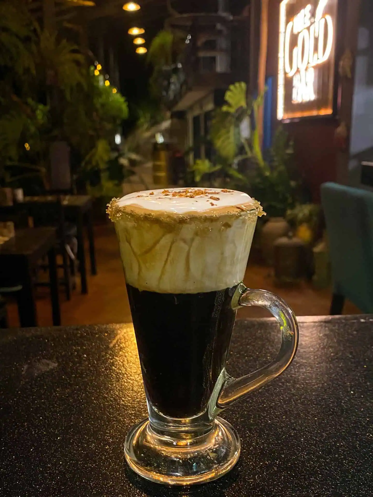 Irish coffee cocktail at The Gold Bar Koh Tao